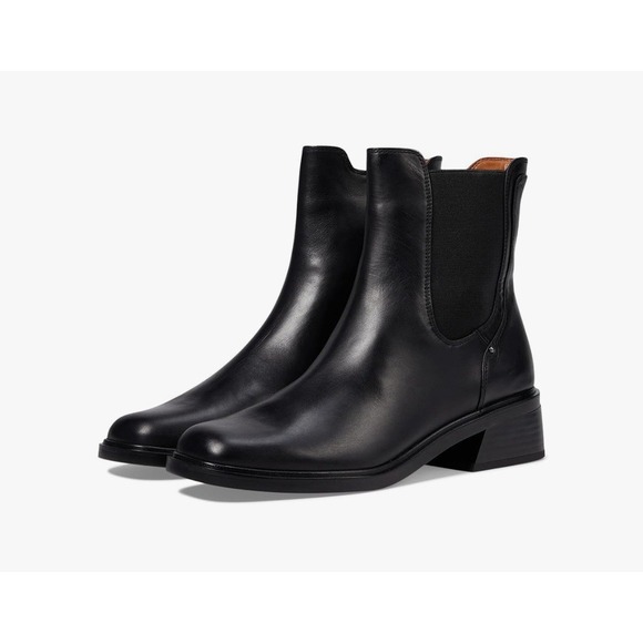 Franco Sarto Gabi Black Leather Ankle Boots Block Heel Chelsea Style Size 6 - Picture 12 of 12